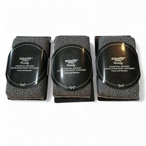 Equate Beauty Charcoal Infused Exfoliating Body Scrubber – 3 Pack | NWT